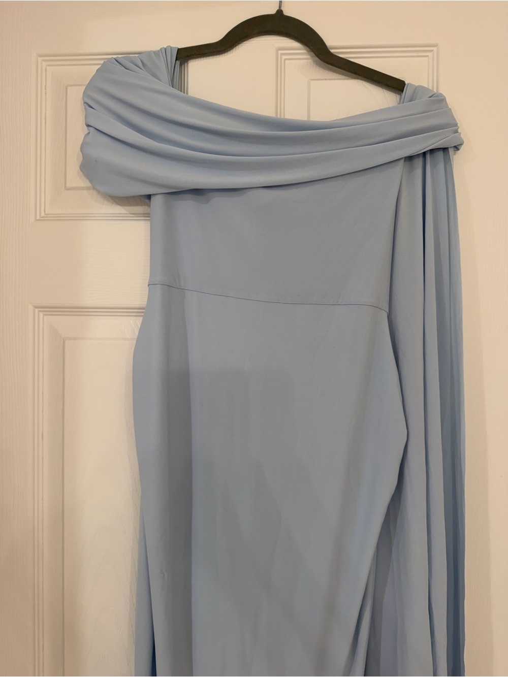 Off-Shoulder Light Blue Maternity Maxi Gown - Picture 5 of 6